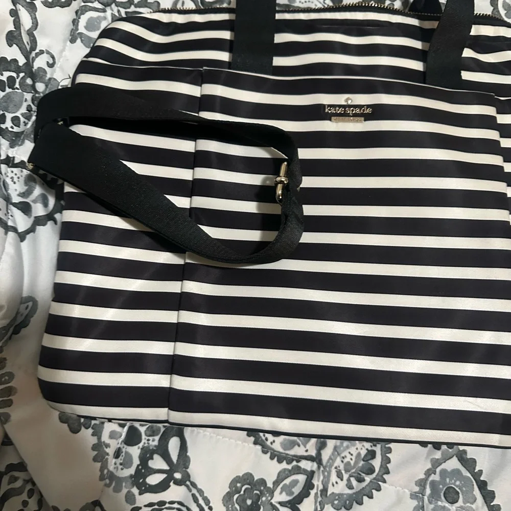Kate Spade Black & White Striped laptop bag